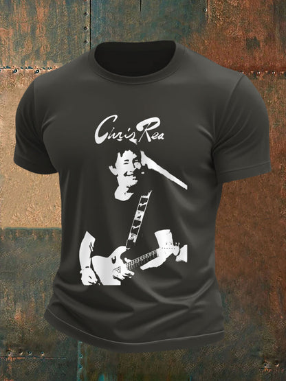 Men's Retro Rock Star Print Commemorative Tee