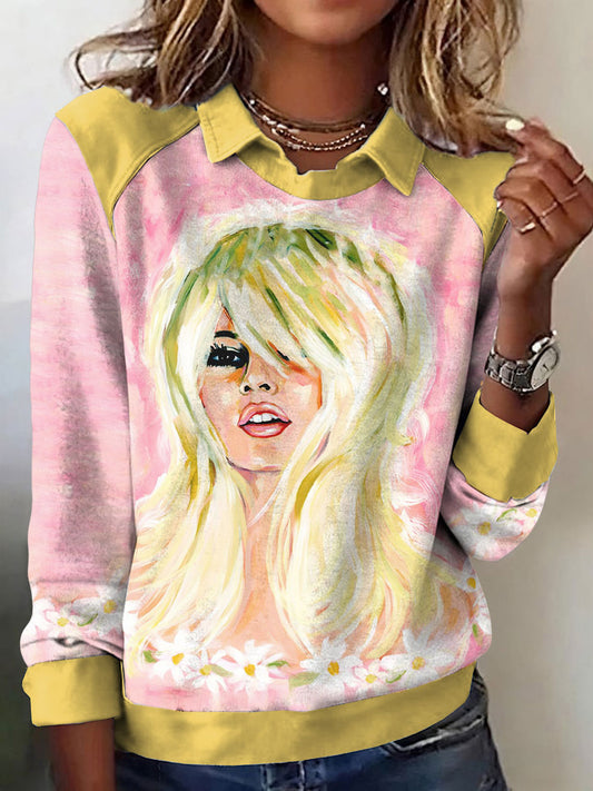 Women's BB Sexy Forever Art Printed Patchwork Top