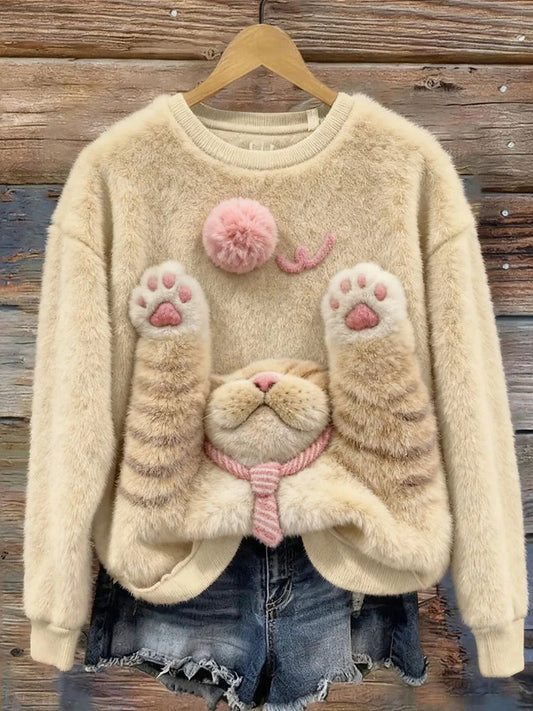 Women's Cat Printed Sweater
