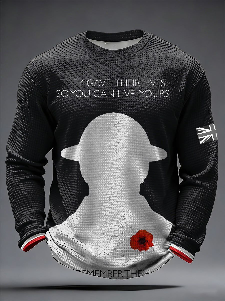 Men's Remembrance Day Printed Commemorative Long-Sleeve T-Shirt