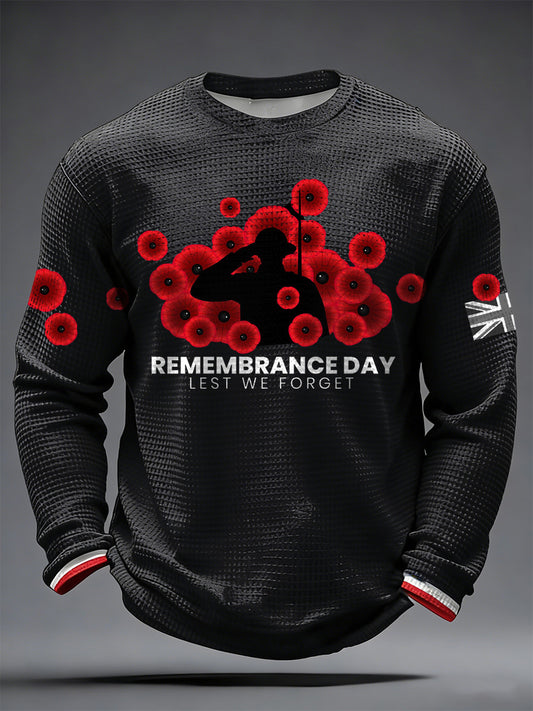 Men's Remembrance Day Printed Commemorative Long-Sleeve T-Shirt