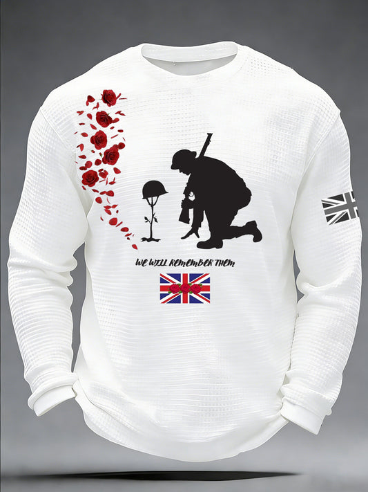 Men's Remembrance Day Printed Commemorative Long-Sleeve T-Shirt
