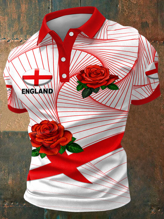 Men's England Rugby Lover Printed Casual Tops