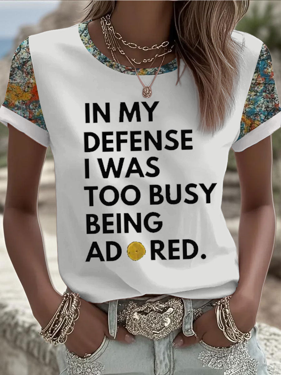 Women's Lemon Roses Music Lover Printed short-sleeved T-shirt