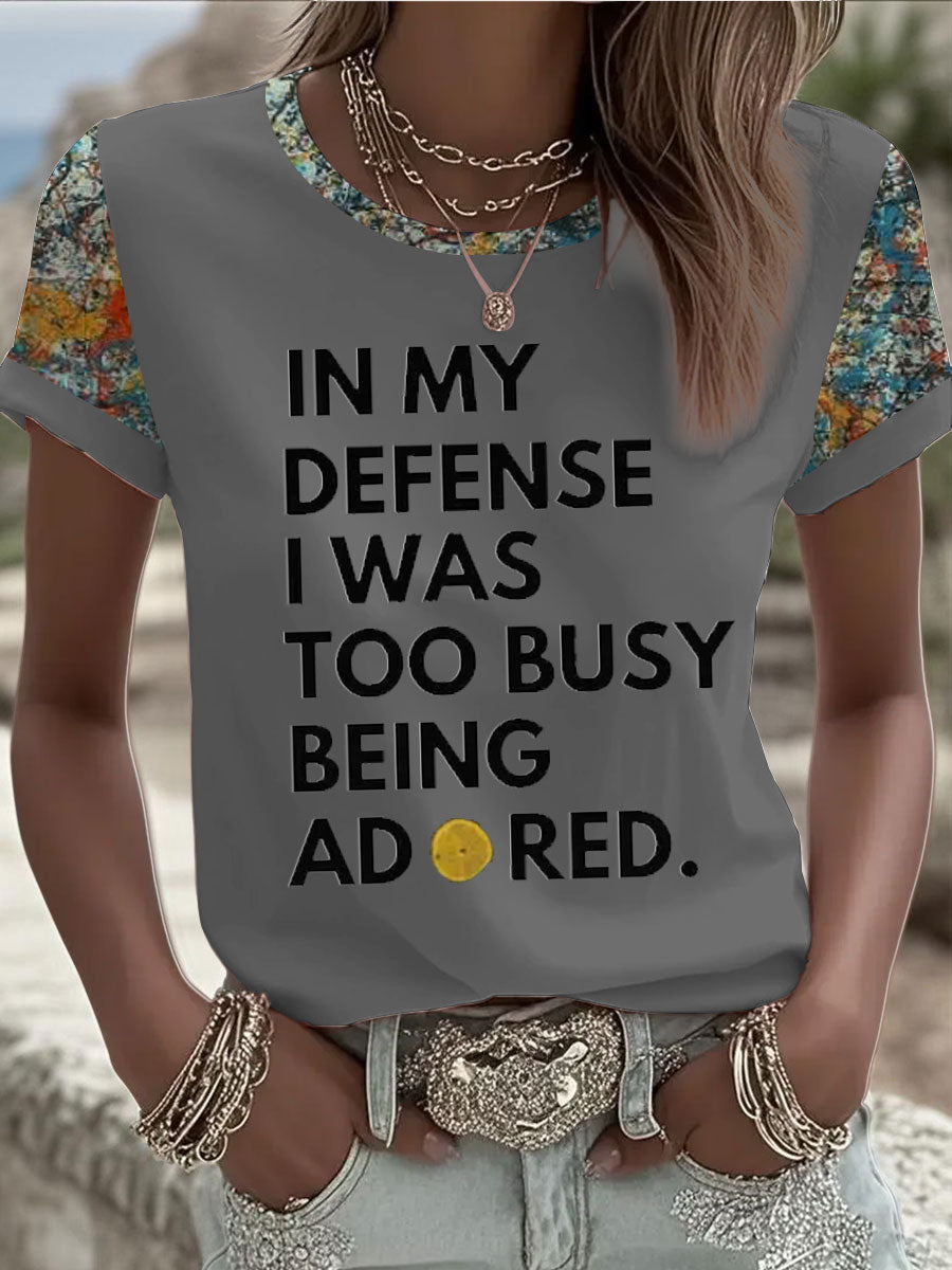 Women's Lemon Roses Music Lover Printed short-sleeved T-shirt