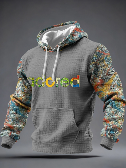 Men's Lemon Roses Music Lover Printed Checkered Cotton Hoodie