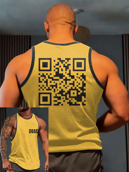 Men's Limerick Lion Ireland's Strongest Man Funny QR Code Printed Tank Tops