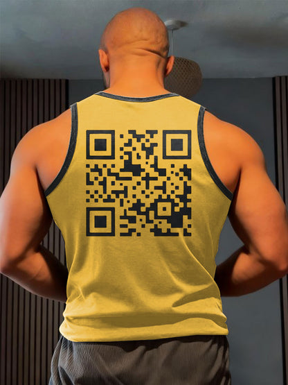 Men's Limerick Lion Ireland's Strongest Man Funny QR Code Printed Tank Tops