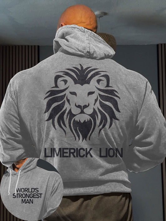 Men's Limerick Lion Ireland's Strongest Man Printed Hoodie