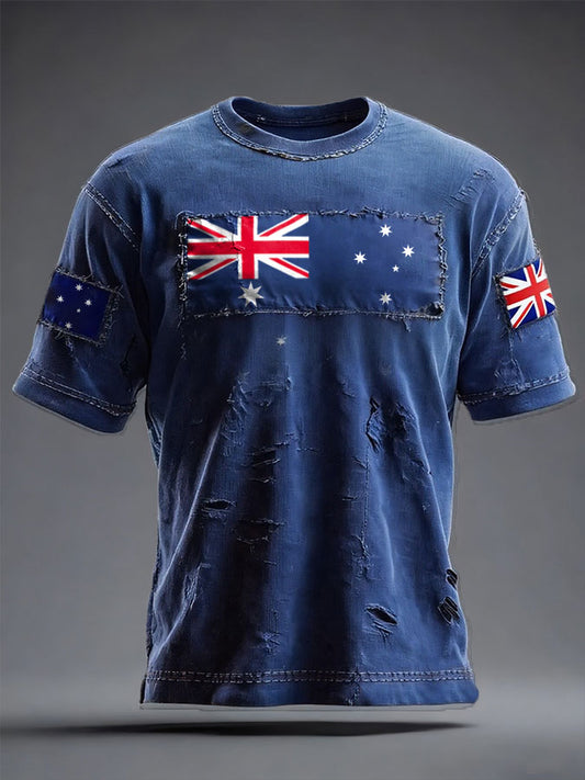 Men's AU Flag Art Printed T-shirt