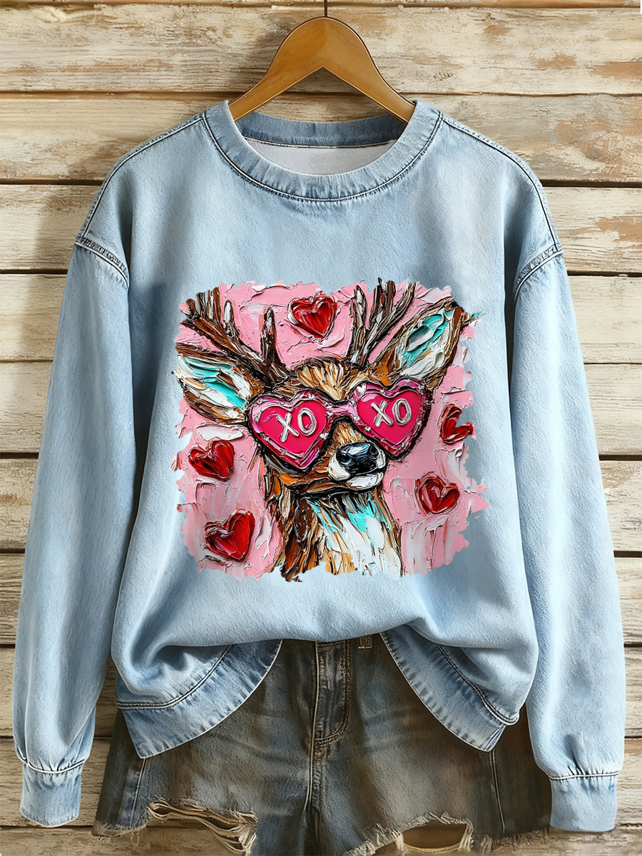 Women's Valentine Oil Painting Art Design Sweatshirt