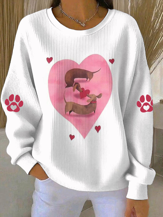 Women's Valentine's Day Cute Animal Print Casual Sweatshirt
