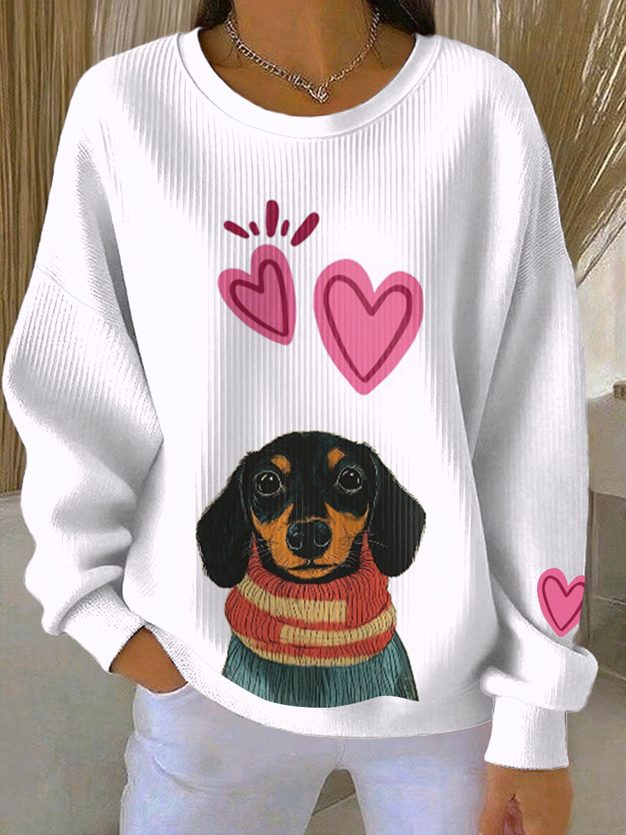 Women's Valentine's Day Cute Animal Print Casual Sweatshirt
