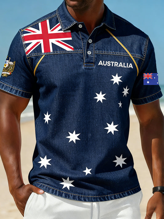 Men's Vintage Australian Holiday Smart Casual Polo Shirt