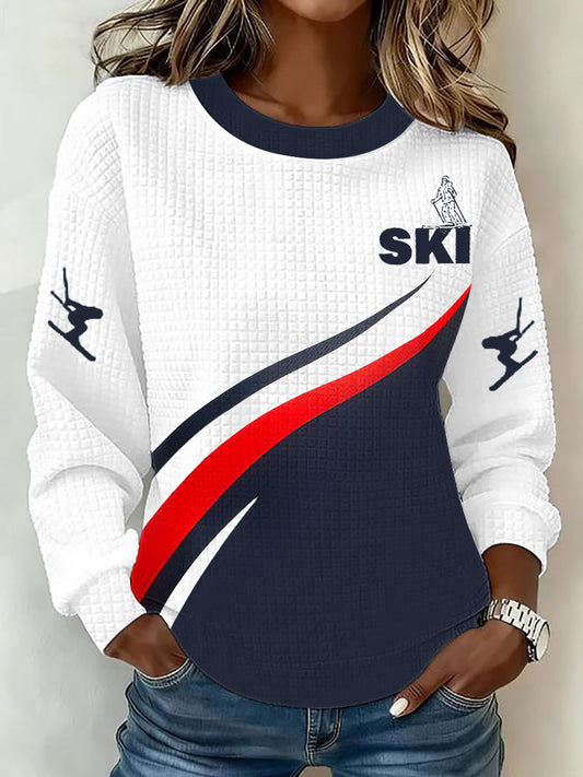 Women's Winter Sports 2026 Skiing Printed Sweatshirt