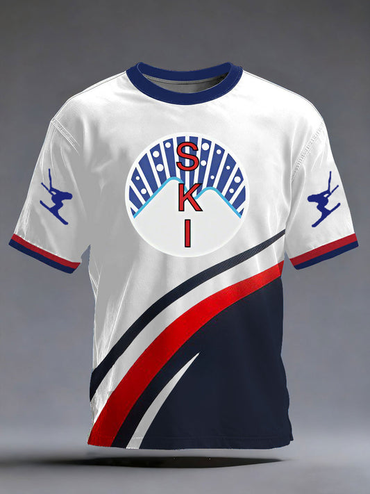 Men's Winter Sports 2026 Skiing Printed T-shirt