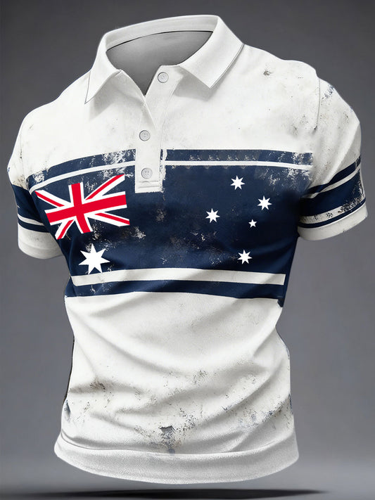 Men's Aussie Proud AU Flag Art Printed Casual Tops