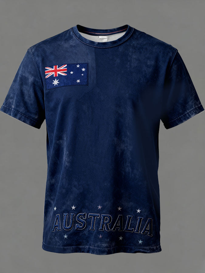 Men's Aussie Proud AU Flag Art Printed T-shirt