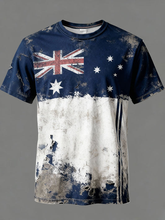 Men's Aussie Proud AU Flag Art Printed T-shirt