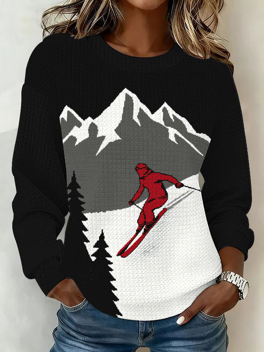 Women's Winter Sports 2026 Skiing Printed Sweatshirt