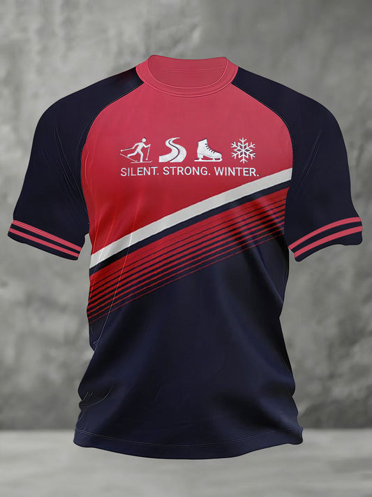 Men's Winter Sports 2026 Skating Printed T-shirt