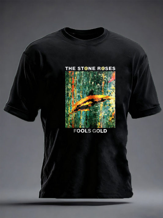 Men's Lemon Roses Music Lover Printed imitation cotton short-sleeved T-shirt