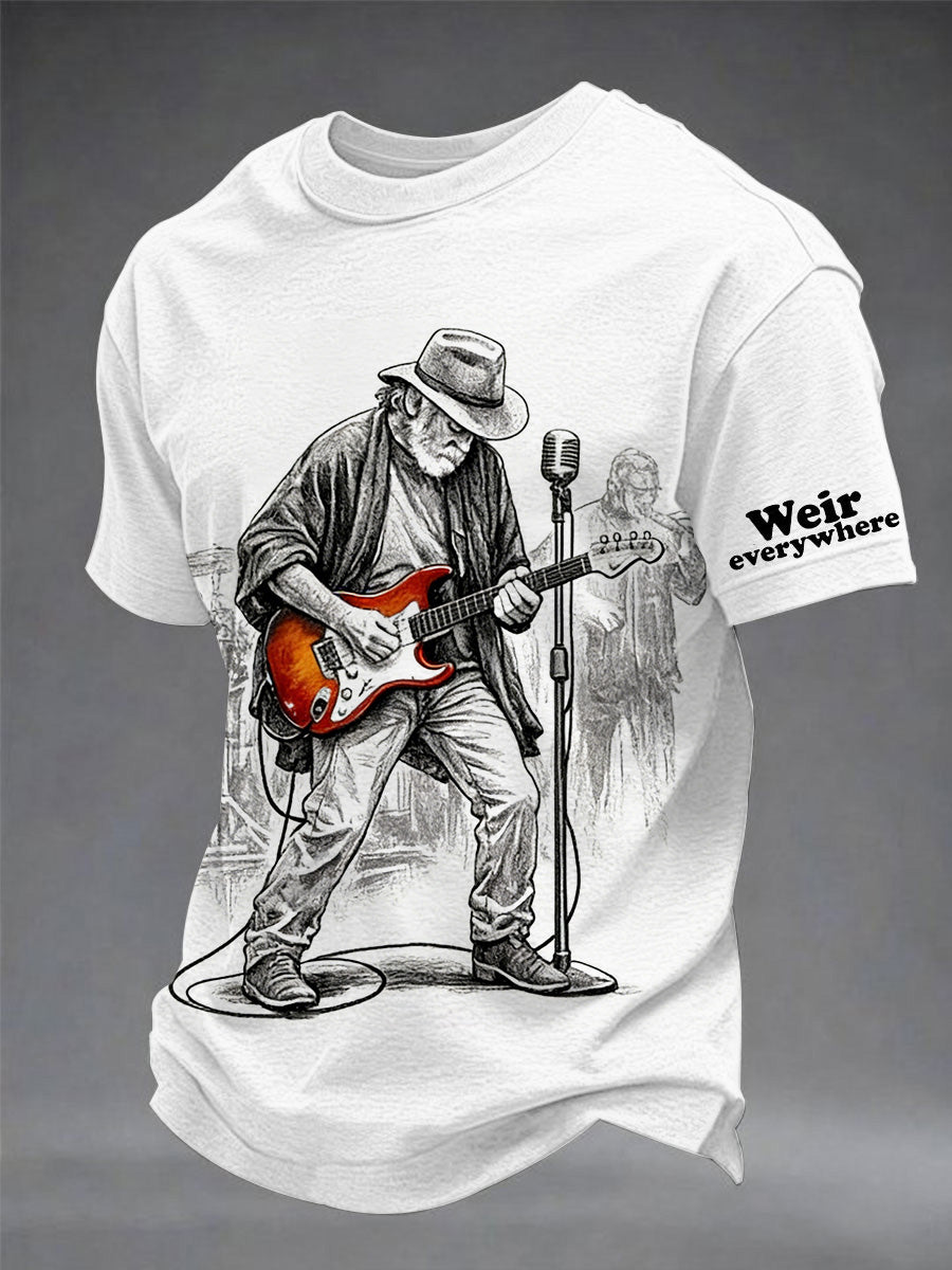 Commemorative Print T-Shirt Of Bob Weir, Co-Founder And Guitarist Of The Band (An American Rock Band)