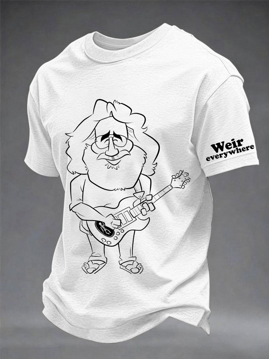 Commemorative Print T-Shirt Of Bob Weir, Co-Founder And Guitarist Of The Band (An American Rock Band)