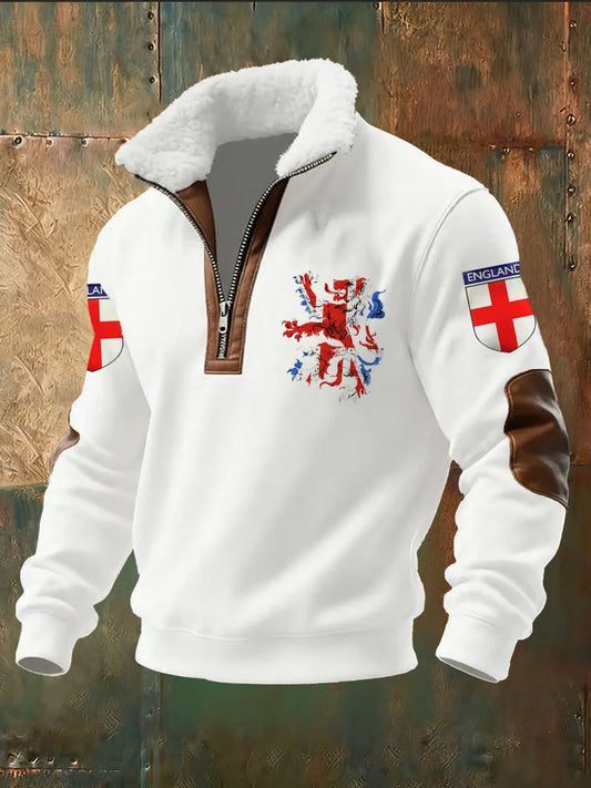 Men's British-Style Printed Stand-Up Collar Top