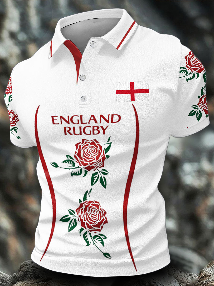 Men's England Rugby Roses Lover Printed Casual Tops
