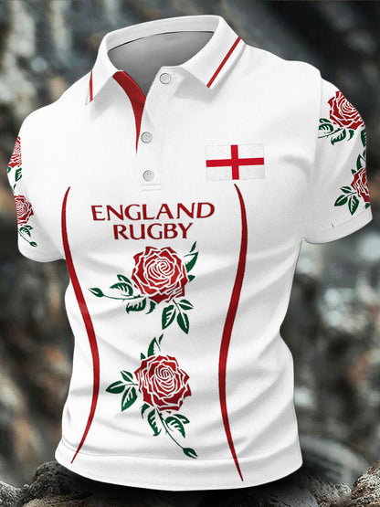 Men's England Rugby Roses Lover Printed Casual Tops