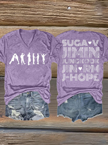 Women's BTS lovers Printed Iron On Short Sleeve T-Shirt