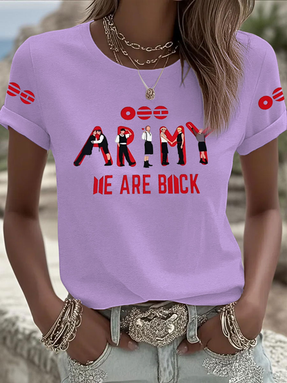 Women's BTS lovers Printed Iron On Short Sleeve T-Shirt