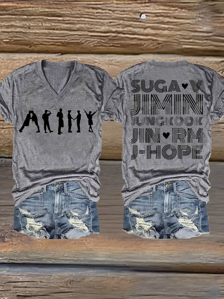 Women's BTS lovers Printed Iron On Short Sleeve T-Shirt