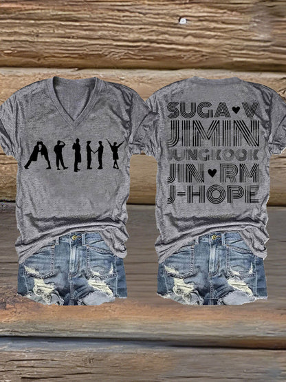 Women's BTS lovers Printed Iron On Short Sleeve T-Shirt