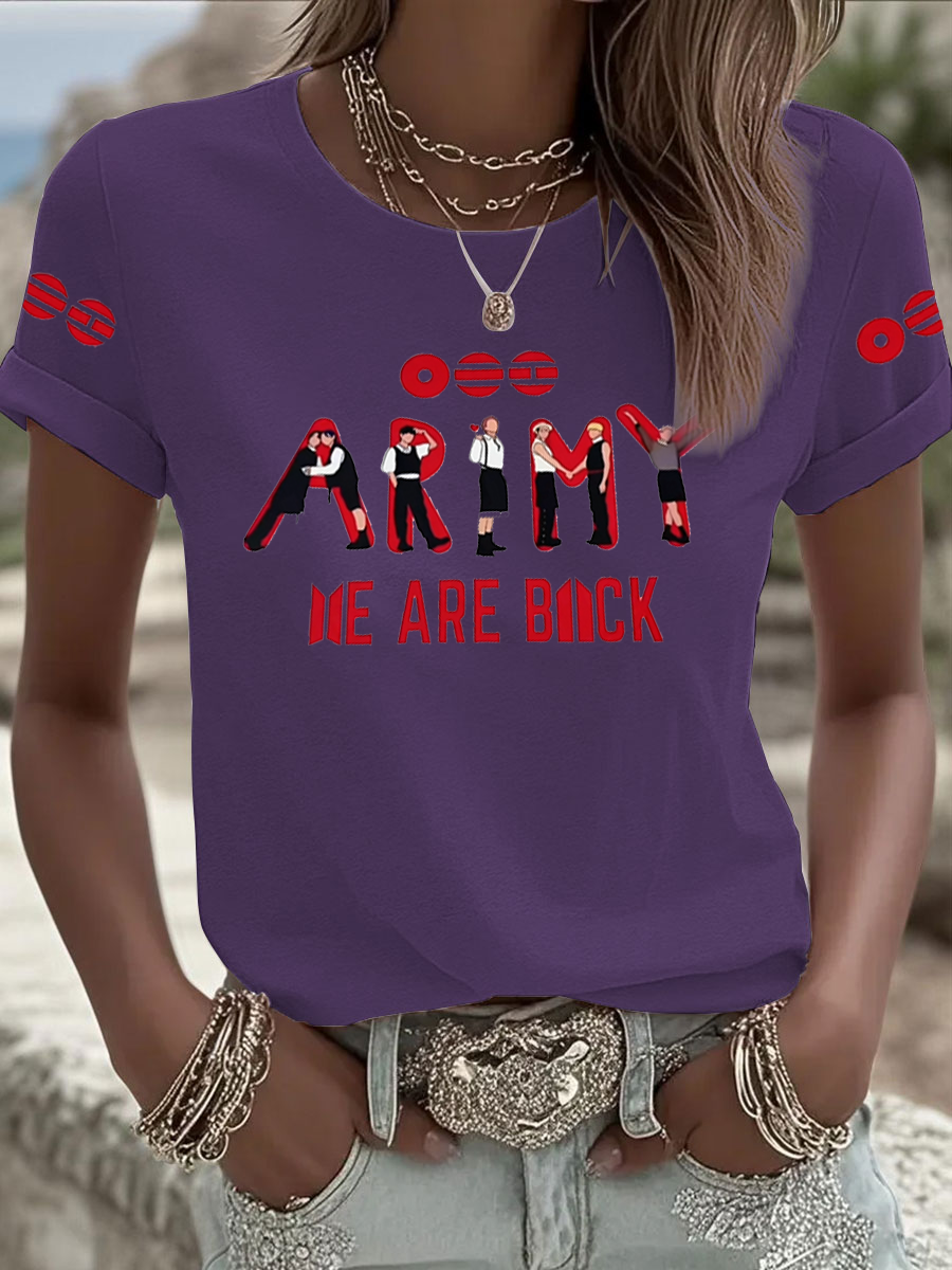 Women's BTS lovers Printed Iron On Short Sleeve T-Shirt