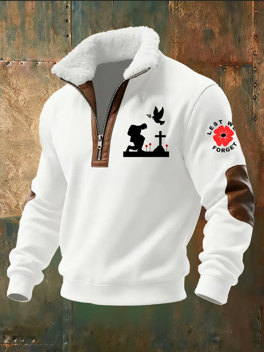 Men's British Remembrance Day Printed Stand-Collar Top