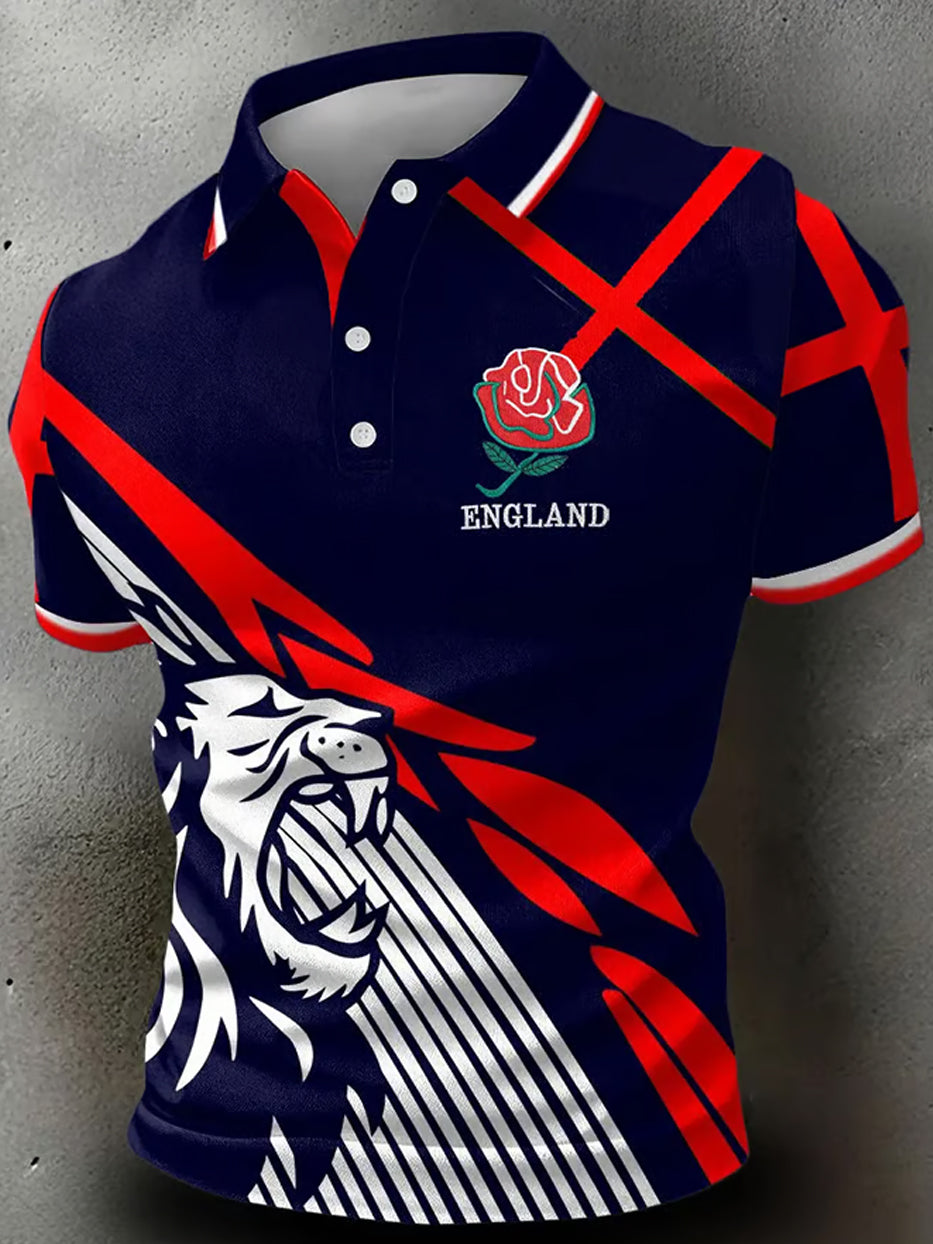 Men's England Rugby Art Print Polo Shirt