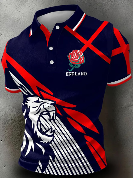 Men's England Rugby Art Print Polo Shirt