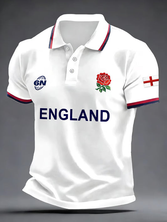 Men's England Rugby Art Print Polo Shirt