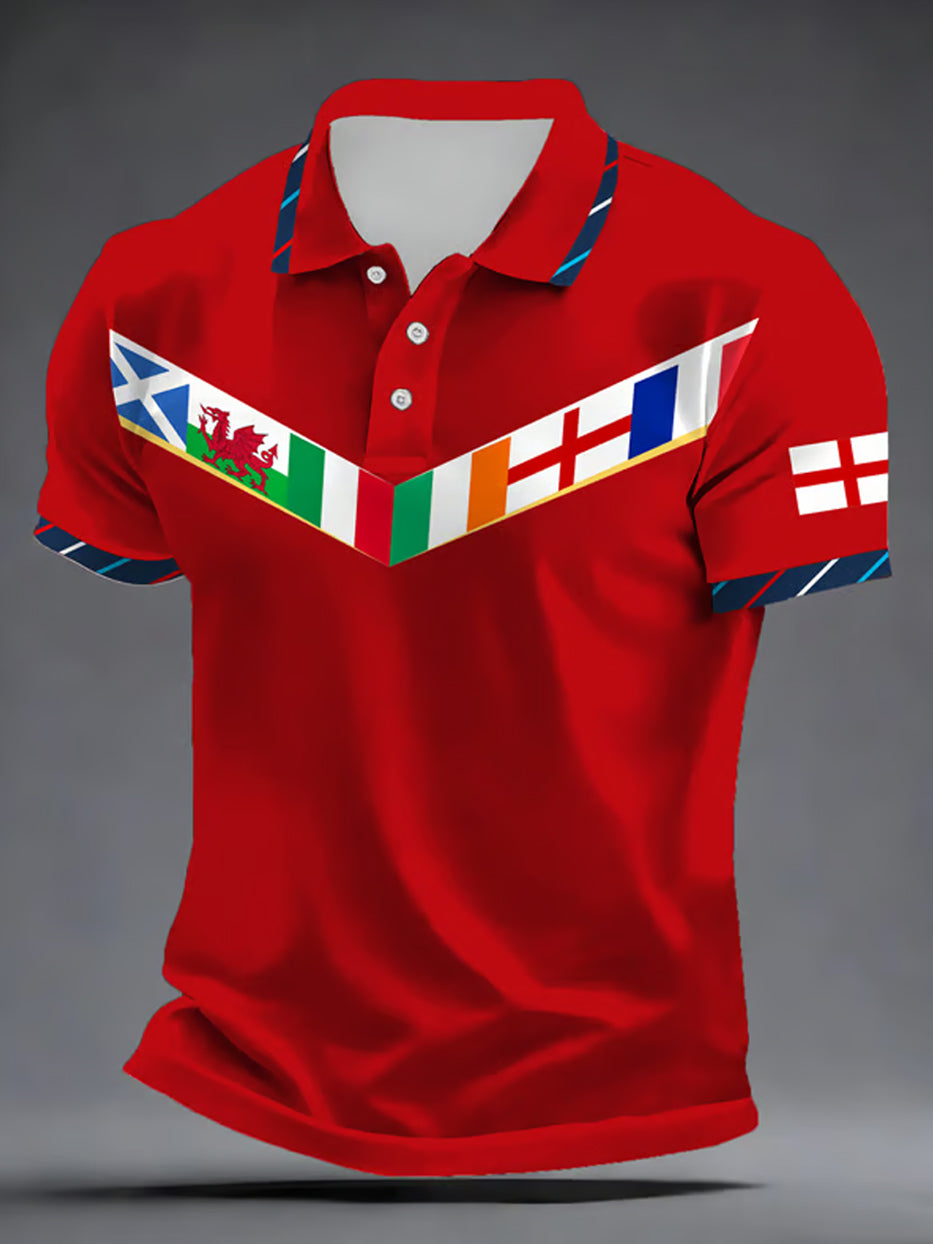 Men's England Rugby Art Print Polo Shirt
