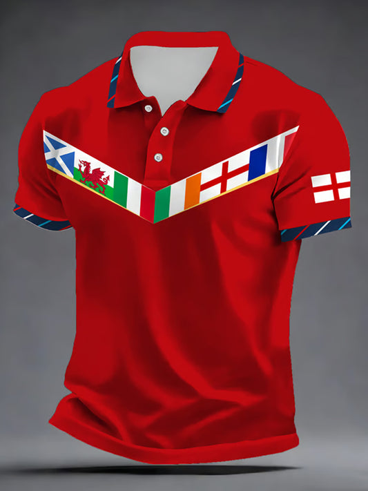 Men's England Rugby Art Print Polo Shirt