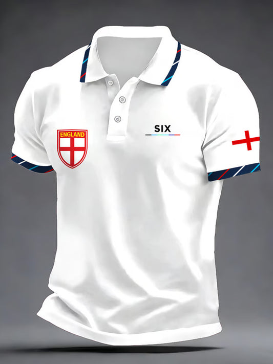 Men's England Rugby Art Print Polo Shirt