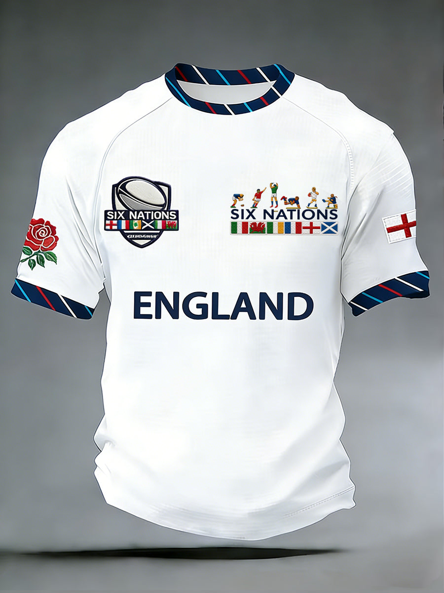 Men's Rugby Print Short-Sleeved Shirt