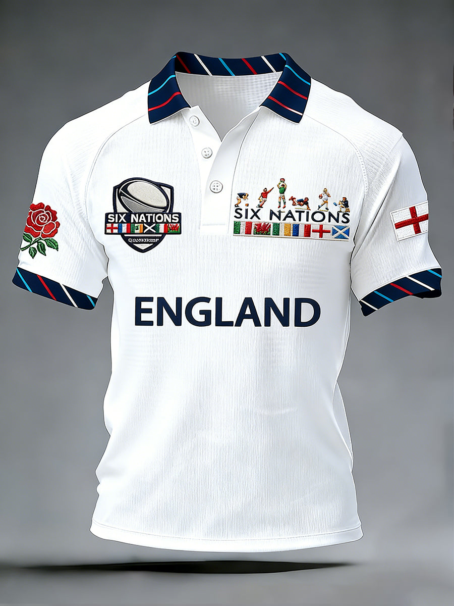 Men's England Rugby Art Print Polo Shirt