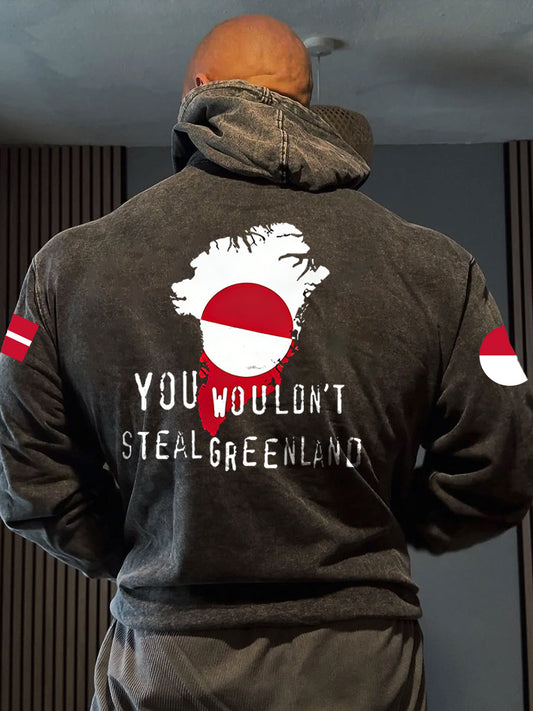 Men's Danish Greenland Print Casual Hooded Sweatshirt
