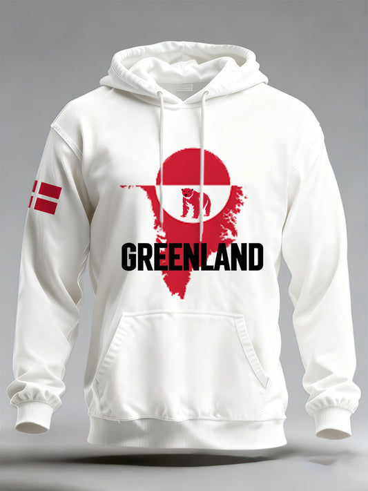 Men's Danish Greenland Print Casual Hooded Sweatshirt