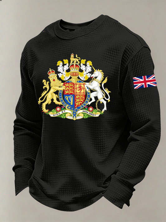 Men's British-Style Printed Long-Sleeved Shirt