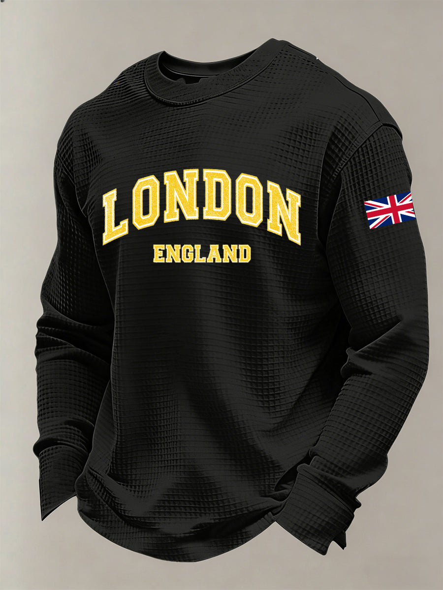 Men's British-Style Printed Long-Sleeved Shirt