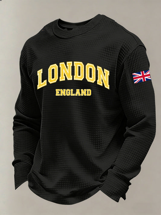 Men's British-Style Printed Long-Sleeved Shirt